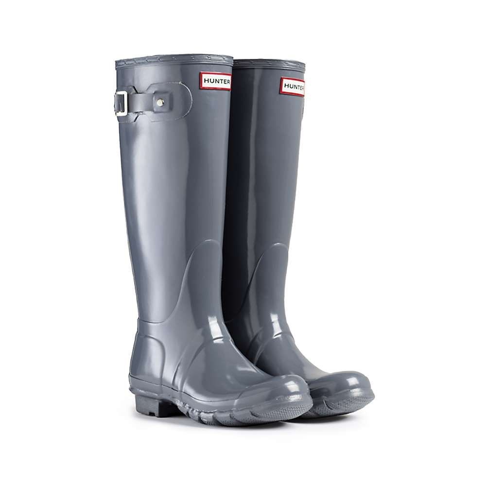 HUNTER glossy rain boots, tall gray